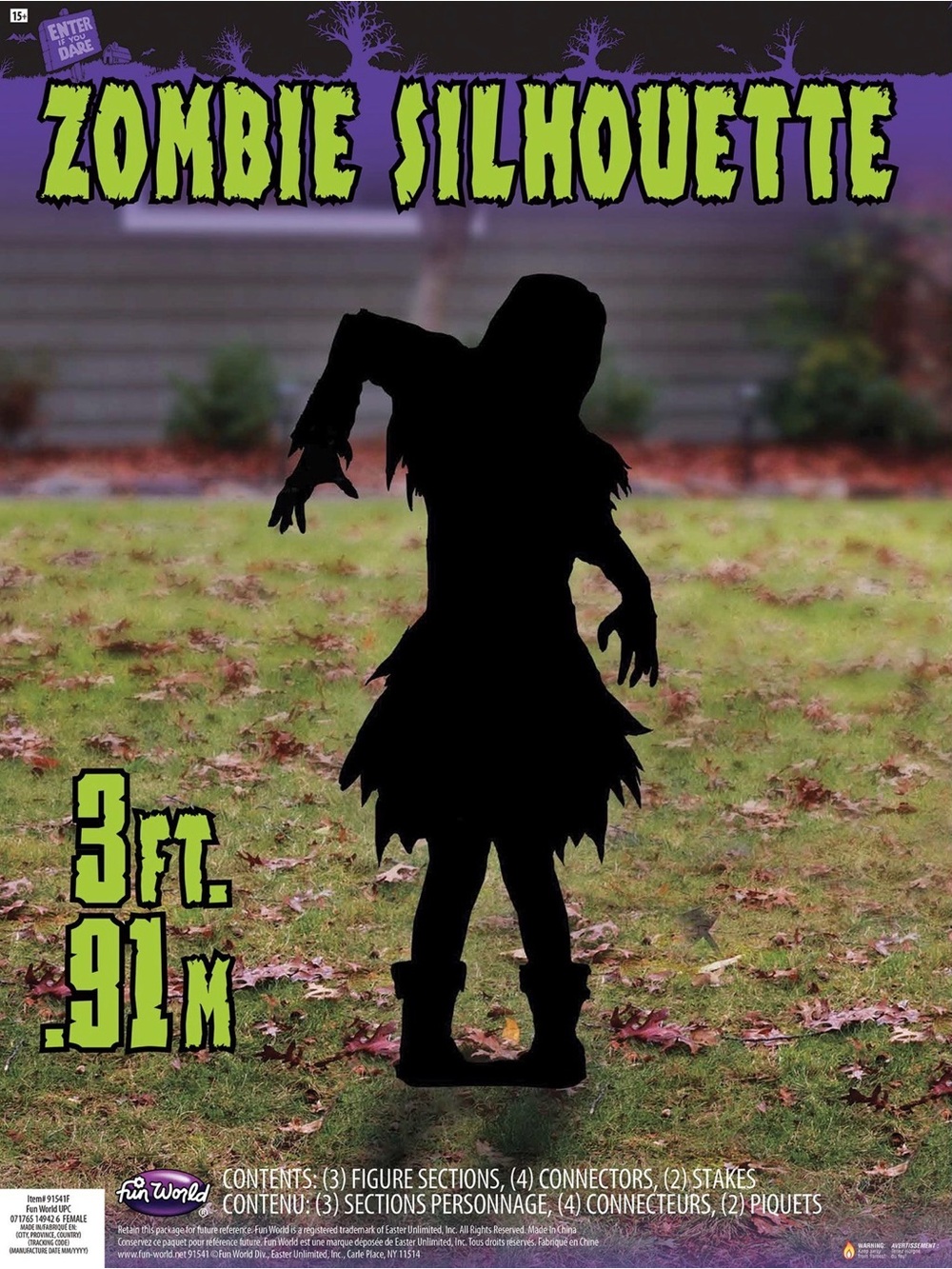 Zombie Silhouette Halloween Lawn Decor - Black